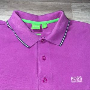 Hugo Boss Polo Shirt M Men Purple 100% Cotton Made in China